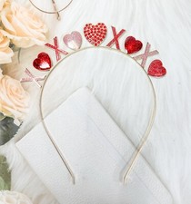 Valentine's Day Headband, Rhinestone XO Love Heart Hairband, Valentines Crown