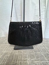 Vintage Black Metal Mesh Chain Purse Shoulder Bag Evening Sparkle Holiday