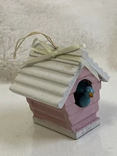 VTG Midwest Importers Pink & White Double Sided Easter Birdhouse Wood Ornament