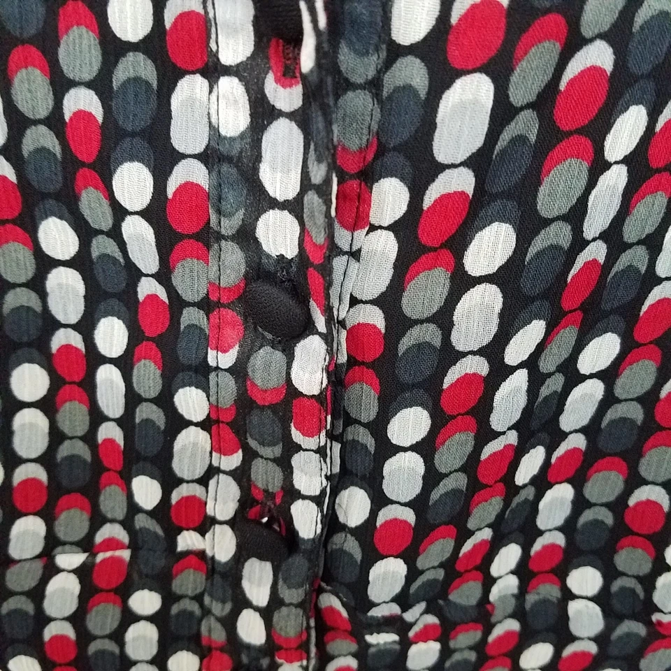 Blusa Sag Harbor para mujer talla L negra roja a lunares manga corta con botones Foto 4 de 4