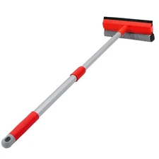 2-In-1 Window Squeegee w/ Adjustable Handle for Car Window Shower Glass Cleaning