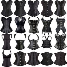 Damen Vintage Schwarz Dessous Burlesque Corsage Vollbrust Korsett Korsage Corset