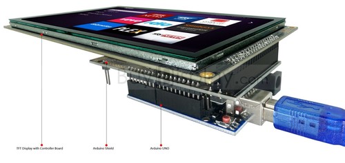 7"inch 1024x600 TFT Capacitive Touch Screen Shield for Arduino Due,Mega2560,Uno - Picture 6 of 7