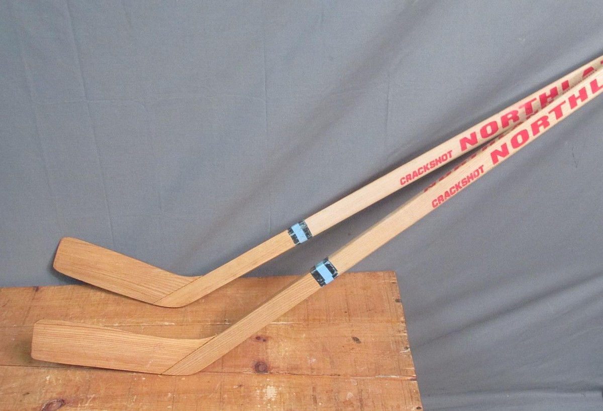Vintage Pair Northland Wood Crackshot Hockey Sticks Right Hand Jr