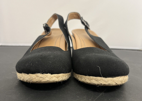 Vionic Black Coralina Espadrille Wedge Strappy Sandal Closed Toe 3” Sz. 11 Chrty - Picture 3 of 11
