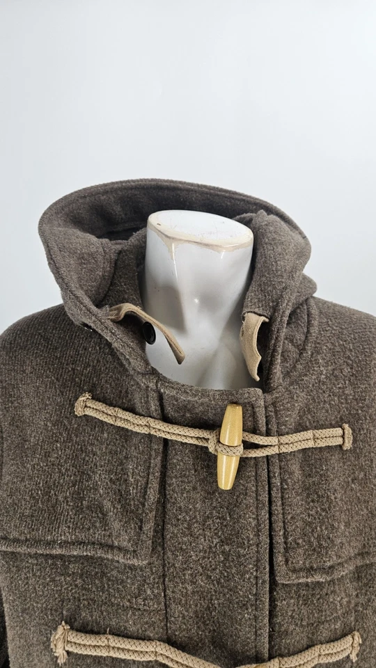 J Crew Men's Coat Large Brown Heritage Collection Moon Wool Toggle Button Hooded - Image 4 of 4