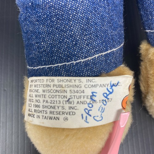 Salopette vintage Shoney's Restaurant mascotte orso peluche 12" peluche denim - Foto 5 di 5