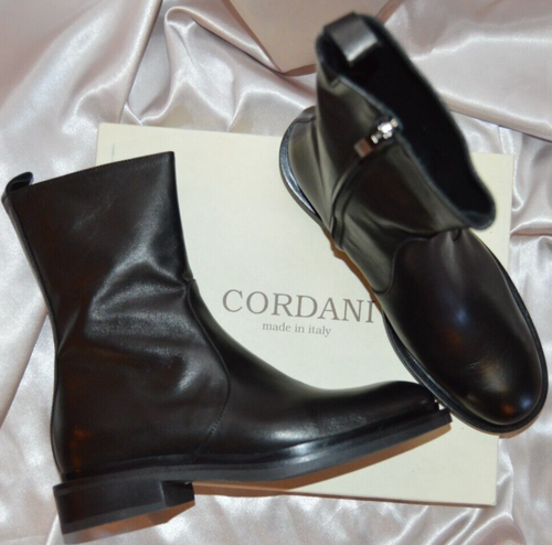 Cordani Blaize Black Leather Boots - Made in Italy - Designer - NIB - Size 8½