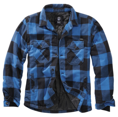 Brandit Men's Medium Weight Checkered Lumberjack Jacket Black/Blue Oversizes