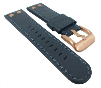 TW STEEL Uhrenarmband 24mm Pilot Ø 48mm Leder blau rosé TW405