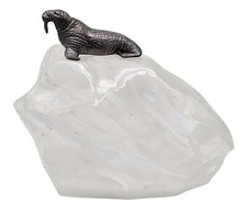 Vintage CAROSI Artist Signed Walrus on Clear Rock Iceberg Statue ALASKA
