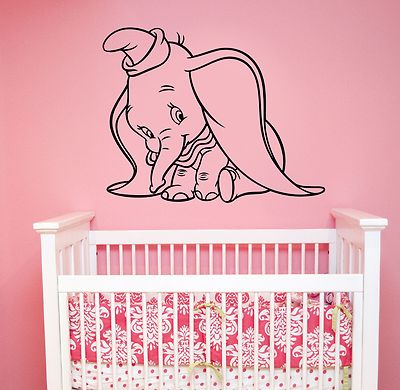 Disney Dumbo Wall Decal Cartoon Elephant Vinyl Sticker Kids Room Animal Decor d5
