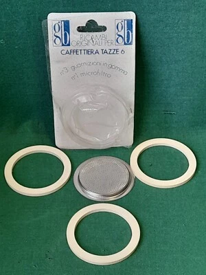 GUIDO BERGNA GB KIT RICAMBIO 3 GUARNIZIONI + PIASTRA 6 TAZZE CAFFETTIERA MOKA