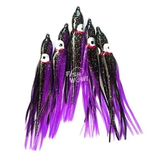 Fish WOW! 4.75" Fishing Squid Skirts Octopus Hoochies soft Lures Purple lot 12cm