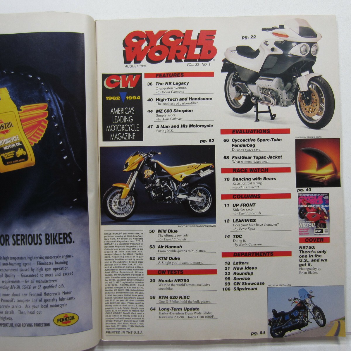 Cycle World Aug 1994 Vol 33 No 8 - Motorcycles - V-Twin, Sport