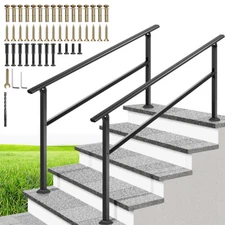 2-Pack 5 Step Hand Rails for Outdoor Steps Wrought Iron Railing for Porch Deck