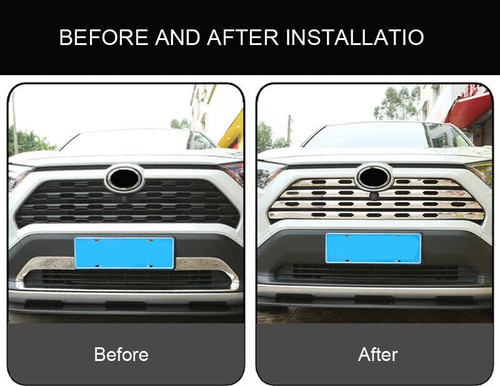 6p Fit For 2019-2023 Toyota RAV4 Stainless Chrome Front Center Grille Cover Trim - Picture 4 of 8