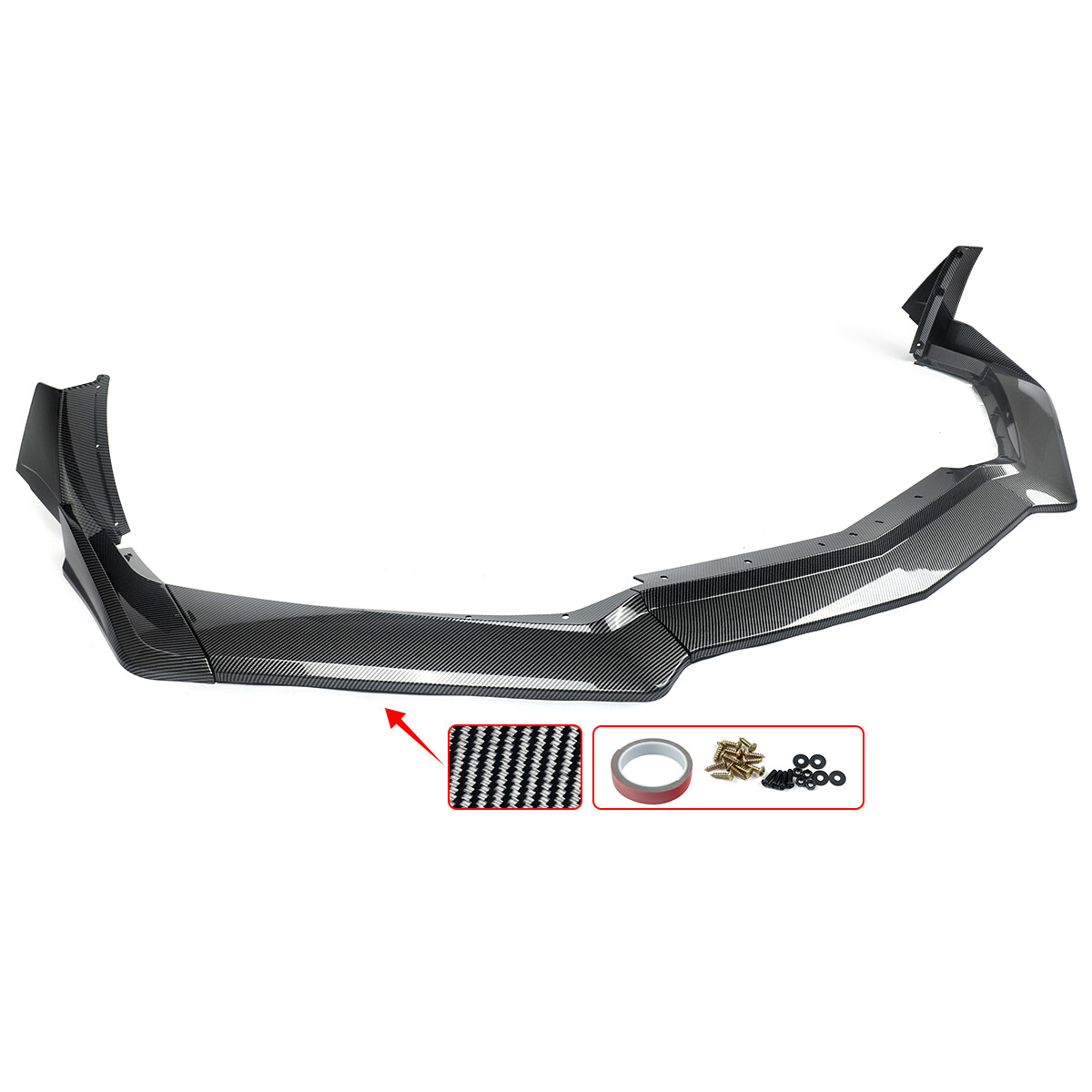 Gloss Black/ Carbon Fiber Look Front Bumper Lip Splitter Fit For Corvette C8 Z51 Stg 2020 2021 2022 2023 2024 3 Winglet I.567962874
