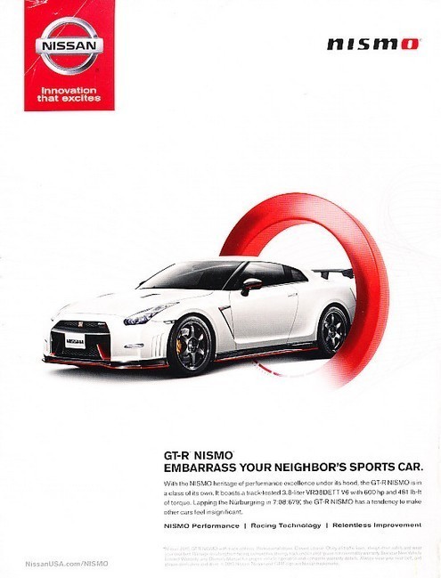 2015 Nissan GT-R GTR Nismo Original Advertisement Print Art Car Ad