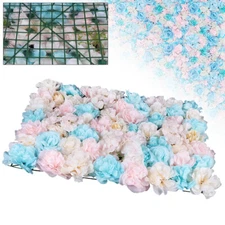 12PCS Artificial Flower Wall Panel White Hydrangea Rose Wedding Backdrop Decor