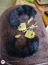 HANDCUFFS Black Faux Fur lined restraint cuffs Two Keys Never Worn. Comfortable