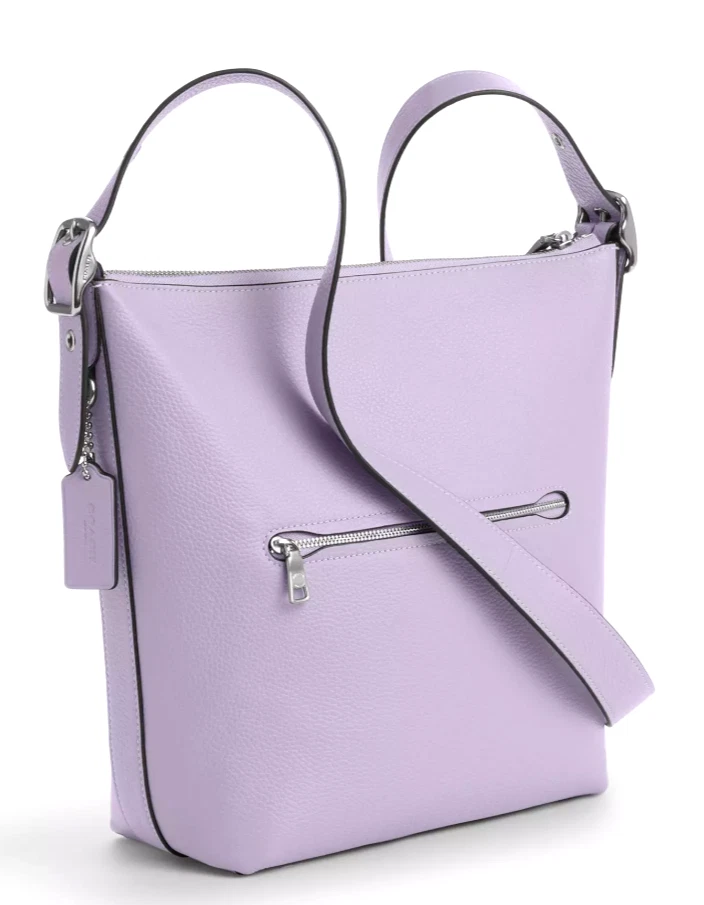?Borsa a tracolla tracolla Coach Val Duffle C2818 pelle lilla viola ciottoli nuova con etichetta