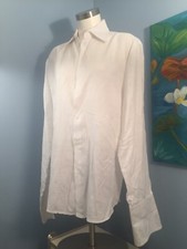 GIANNI VERSACE White Floral Cotton Button Dress Shirt Vintage 90s Ships Free