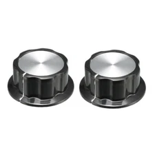 2pcs Top Potentiometer Volume Control Rotary Knobs 44.5x19mm Silver Tone