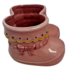 Vintage Ceramic Napco Japan Baby Shoe Planter Pink