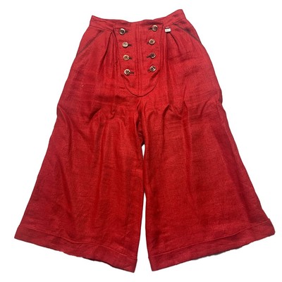 Vintage Zeiler Fiesocher Leinenweberei Red Shorts Pants 100% linen Sz 27/28