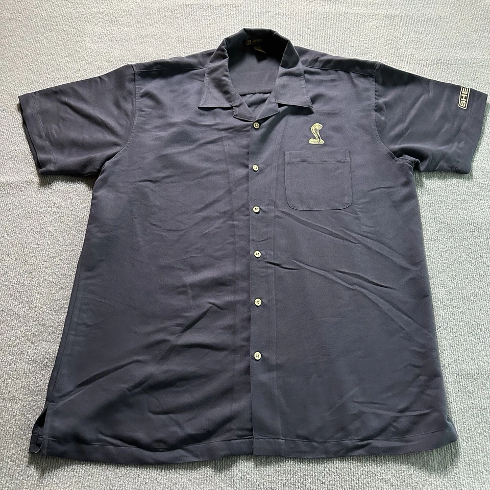 Camisa Shelby Cobra Harriton XL azul con botones Mustang Heritage para hombre Foto 3 de 4