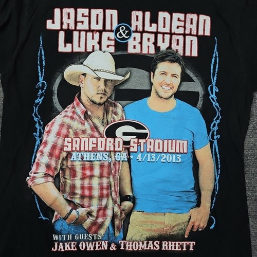 Jason Aldean Luke Bryan Shirt Herren S schwarz Staford Stadium UGA 2013 Konzert T-Shirt