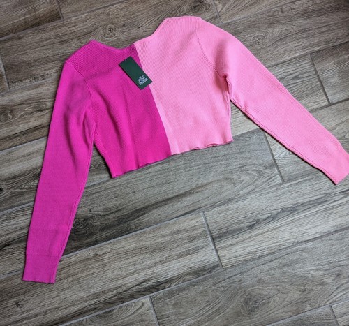 Wild Fable Women's Cardigan Cropped Long Sleeve Hot Pink 90's y2k Size Large - Picture 8 of 14