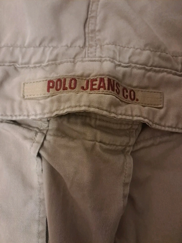 Pantalones Cortos de Carga Vintage Años 90 Polo Jeans Co Freighter Talla 44 Caqui 13" Entrepierna!!! Foto 2 de 4