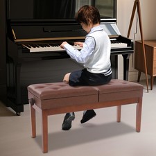 Adjustable Double Seater Piano Bench Piano Stool Bench with Storage 108*39*48cm