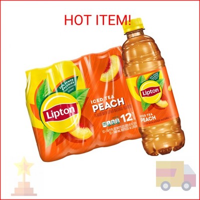 Lipton Peach Iced Tea, 16.9 Fl Oz Bottles (Pack of 12)
