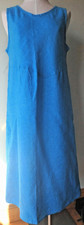 FLAX Designs LINEN DRESS L NWOT Sunrise Dress AZURE Yarn Dye