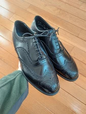 NOS Executive Imperials 372 Wingtip Oxford Black Polished Calf Dress Shoes 8.5 E