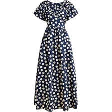 J. Crew Cecily dress in polka-dot print Size 4 Blue and Cream