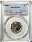 New Listing1937 Buffalo Nickel - PCGS MS66 - Old Holder - Toned Nice Eye Appeal