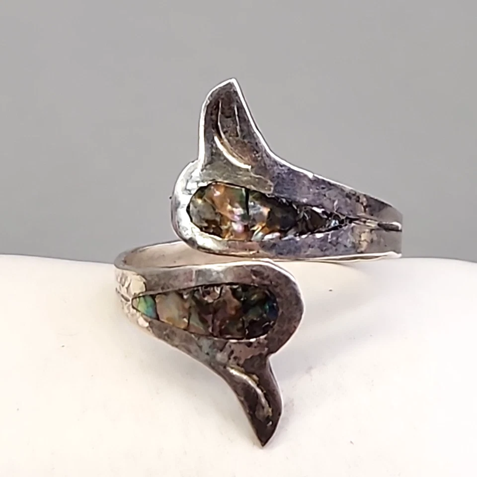 Anillo Abulón México Plata de Ley 925 Firmado Águila 3 Talla 10 Foto 2 de 4