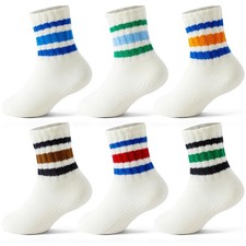 Toddler Socks with Grips, Seamless Cotton Non-Slip Crew Baby Boy Girl Grippy ...