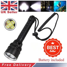 Underwater 100m Scuba Torch 90000Lm 5x LED Diving Flashlight Dive Light Lamp UK