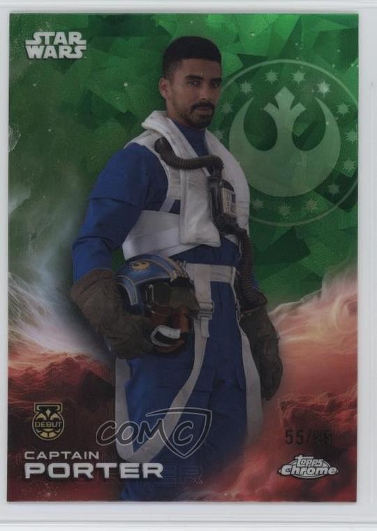 2025 Topps Chrome Star Wars Sapphire Green 55/99 Captain Porter #20 19lz