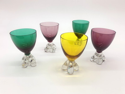 Glaskunst Höhe 10 cm Designer Glas bunt Kunst Handarbeit Unikat 5er Set