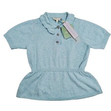 The Sunday Collective Knit Top Girls 7 - 8 Turquoise Organic Cotton Peplum New
