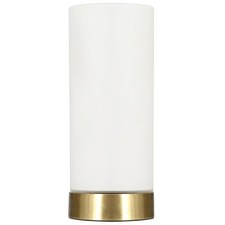 Image of Touch Table Lamp Antique Brass White Shade Glass Pad Table Lamp E14-40W