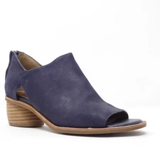 Sofft Carleigh Womens Navy Blue Leather Peep Toe Ankle Booties Block Heel 8M