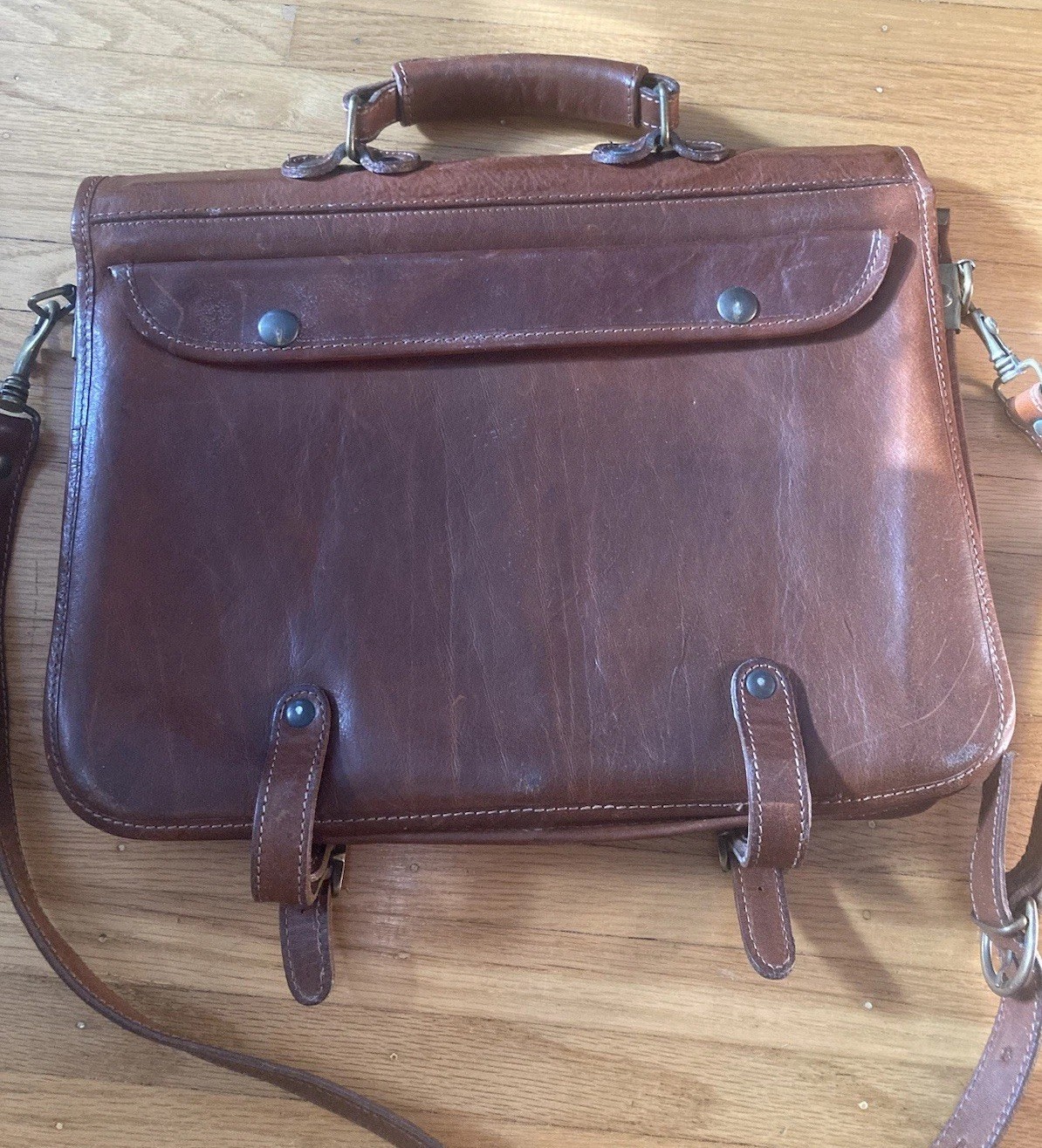 RARE CLEAN VINTAGE 1940's BRITISH SADDLE LEATHER BRIEFCASE MESSENGER BAG