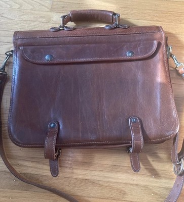 RARE CLEAN VINTAGE 1940's BRITISH SADDLE LEATHER BRIEFCASE MESSENGER BAG
